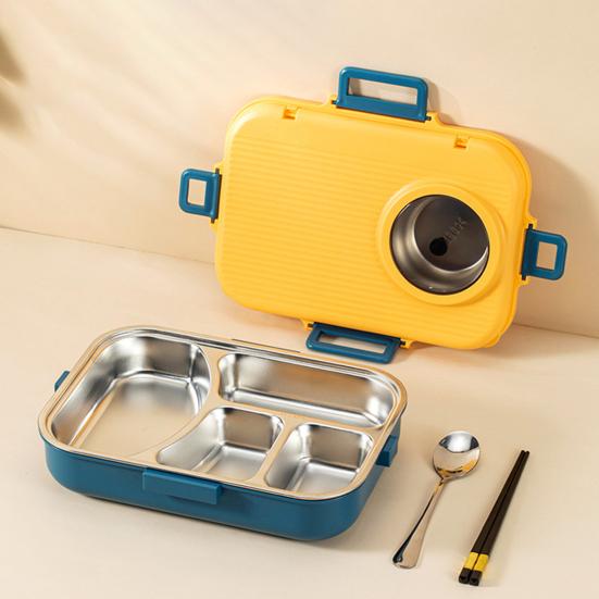 1 комплект контейнера для пищевых продуктов объемом 1100 мл, 3 отделения, ланч-бокс Bento из нержавеющей стали, не содержащий BPA, с