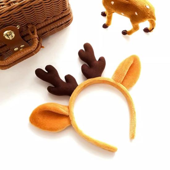 Рождественская повязка на голову в виде рогов оленя, эластичная, нескользящая, плюшевая, подходит для всех возрастов, рождественские аксессуары для волос, праздничный костюм для украшения вечеринки, праздничная повязка на голову