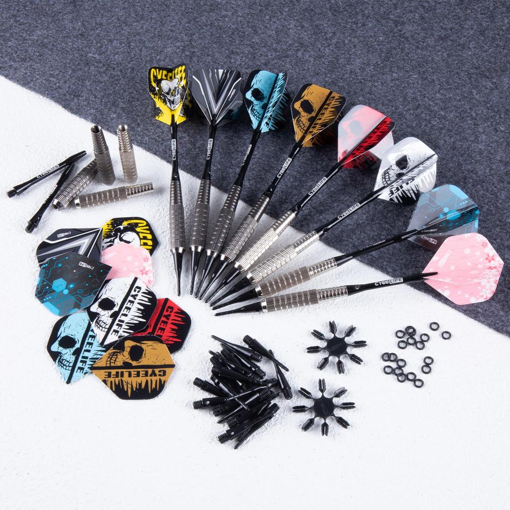 CyeeLife Plastic Tip Darts, 12-Piece Set, 15/17 Gram Professional Soft Tip Darts for Electronic Dartboards