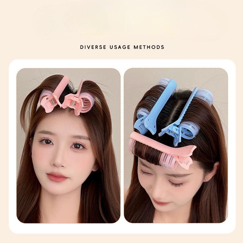 2Pcs Fluffy Bangs Roller Hair Root Fluffy Hair Clips Self-adhesive Seamless No Damage Head Top Styling Curling Barrel Roller