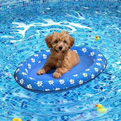 Летний плавучий плот для домашних животных, надувной водный плавучий ряд для домашних животных, плавающий плот с изображением лап, подходит для маленьких собак