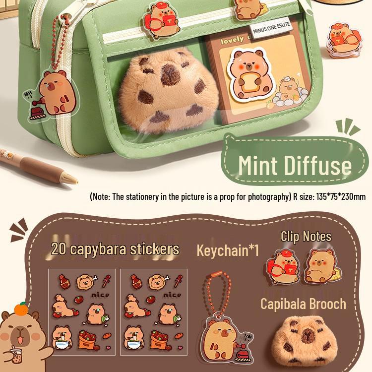 Капибара Прозрачный пенал большой вместимости, грязеотталкивающий, милый и стильный для учеников средней школы