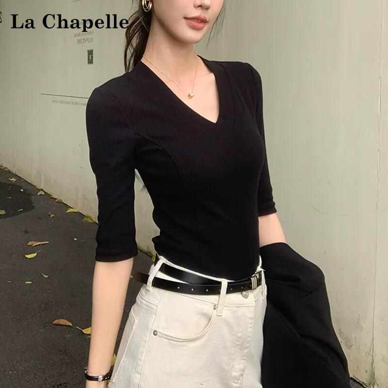 Женская футболка La Chapelle с V-образным вырезом и короткими рукавами