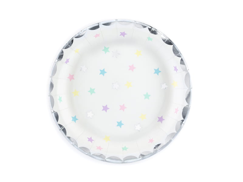 Partydeco Talerzyki Papierowe Pastelowe Gwiazdki 18 Cm / 6 Szt