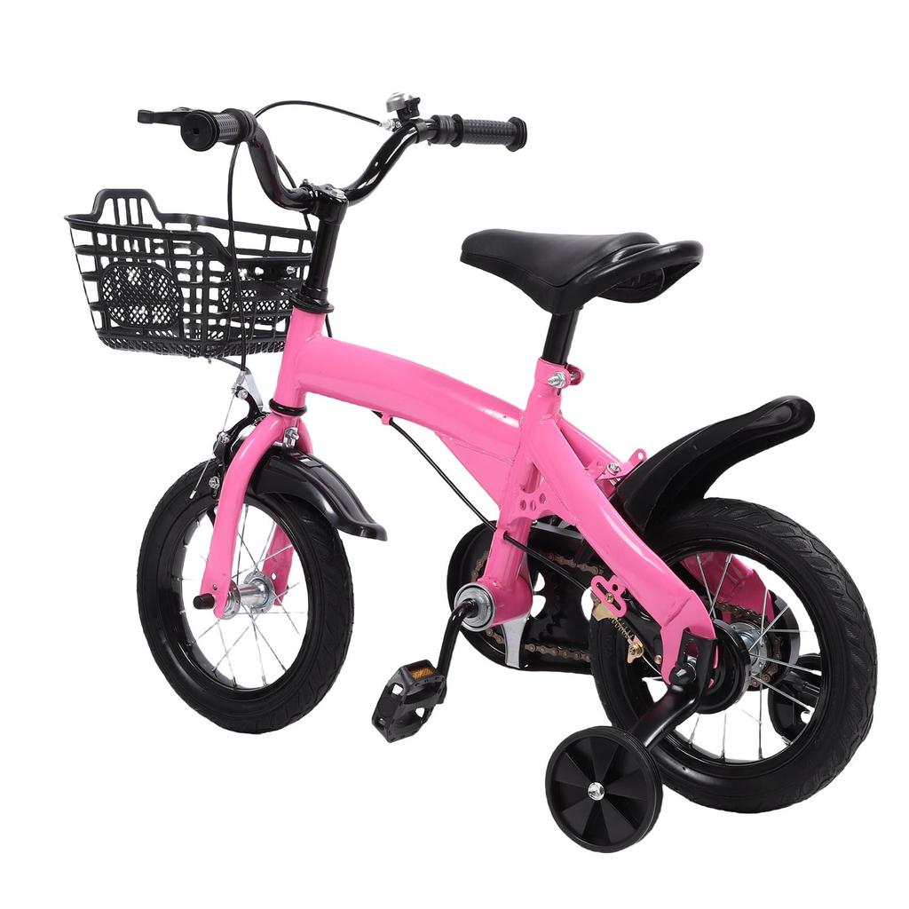 Детский велосипед 12 дюймов розового цвета, регулируемая высота сиденья и руля, тренировочный велосипед для детей 3-10 лет для улицы