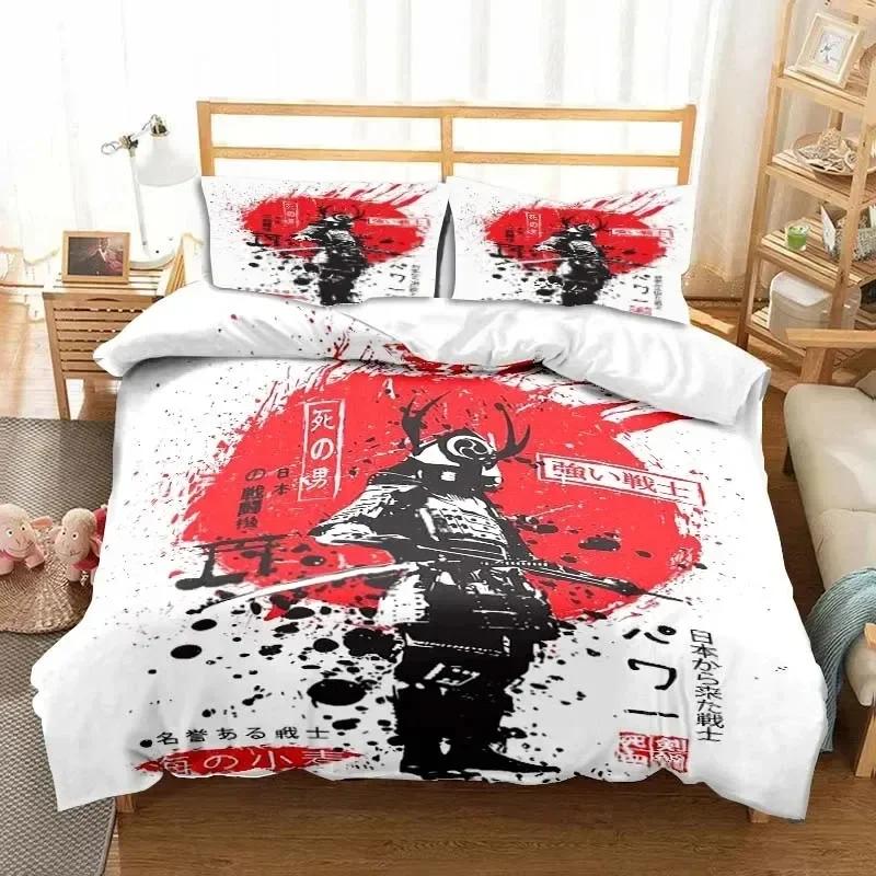 Japanese Samurai Bedding Set Soft Duvet Cover Set Men Teen Bedroom Single Double King Size Duvet Cover Pillowcase Boy Gift
