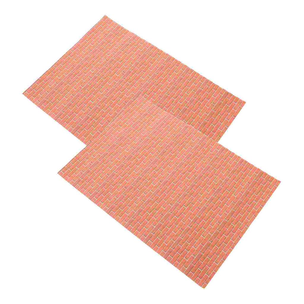 2 листа 1:12 Мини-обои для кукольного домика Наклейка Красный Кирпич Декор Отклей и Наклей Обои Гостиная Спальня Кабинет