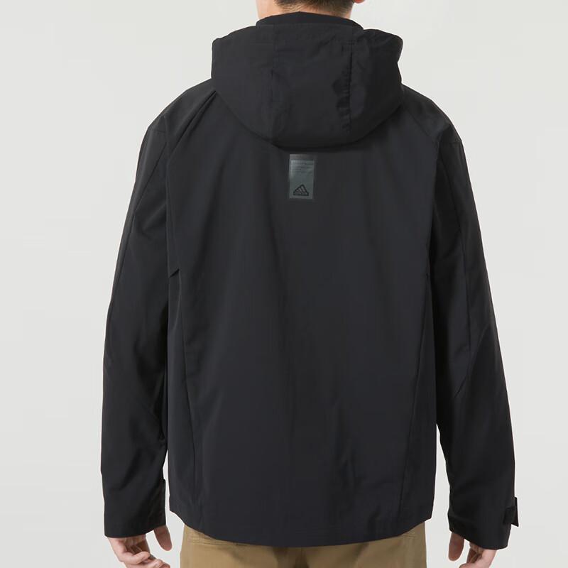 Adidas Однотонный логотип ветрозащитная повседневная куртка с капюшоном для бега мужская верхняя одежда черного цвета IP4922