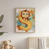 Poster Cheerful Monkey And Letter S Poster Cheerful Monkey And Letter S, 40X50 Cm, Gold Aluminum Frame, 230 Gsm Matte Paper