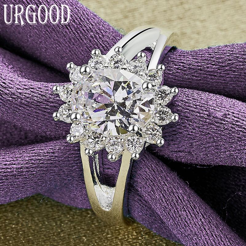 Ювелирные изделия из стерлингового серебра 925 пробы, круглое кольцо с цирконом AAA