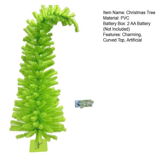 Верхушка рождественской елки из сосновых иголок с подсветкой, изогнутая искусственная зеленая рождественская елка со светодиодной гирляндой для настольного украшения, праздничный декор для дома