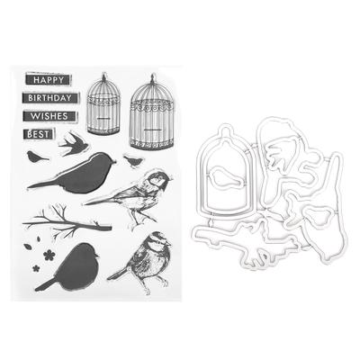 Прозрачная печать TPR DIY Изготовление открыток для скрапбукинга Фотоальбом Украшения Птица и клетка для птиц