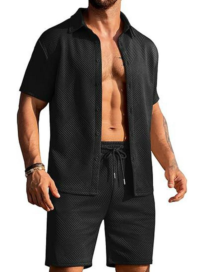 Вязаный летний пляжный комплект из топа на пуговицах и шорт с карманами, 2025