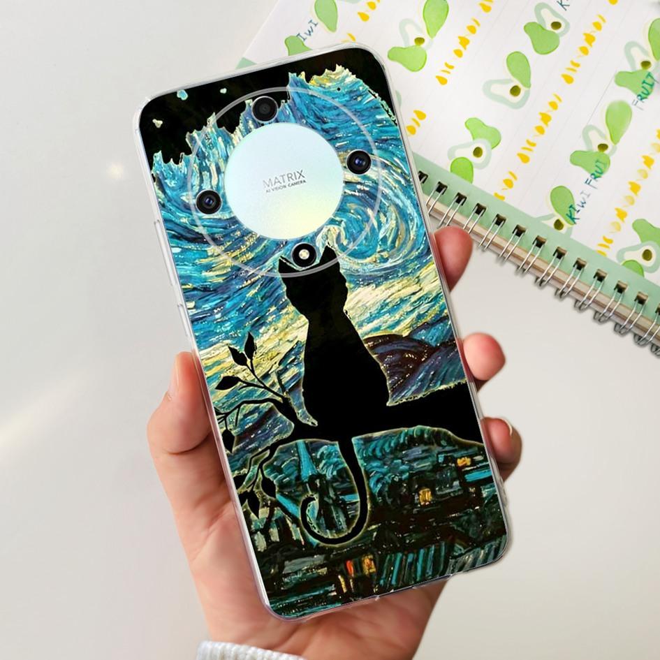 Чехол для Honor X9b 5G ALI-NX1 Популярный Цветок Мягкий Прозрачный Силиконовый TPU Чехол для Honor X9a RMO-NX1 HonorX9 ANY-NX1 Ударопрочный Funda