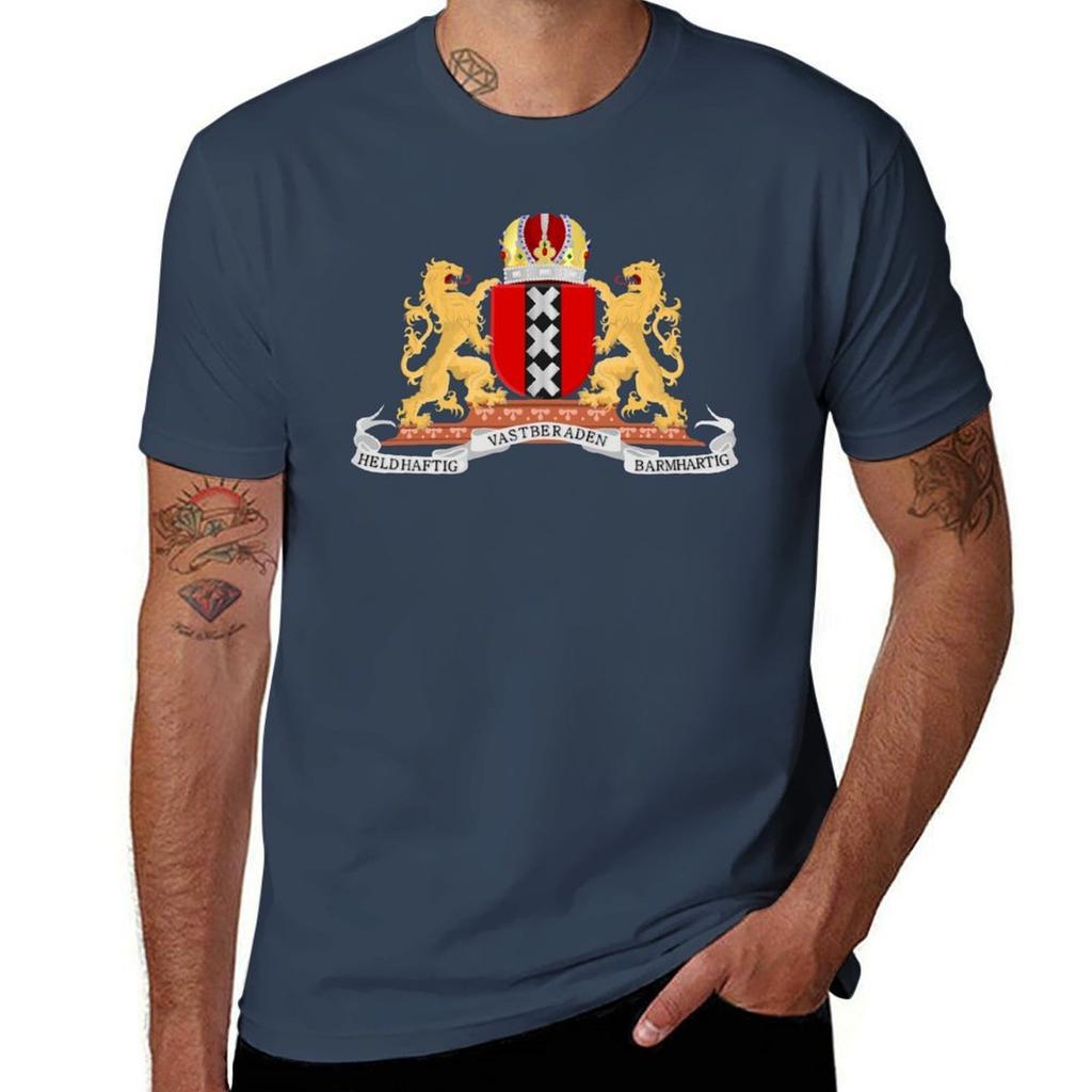 Amsterdam Coat of Arms T-Shirt T Shirt Personalised Funny T Shirts Dark Humor Cotton T Shirt Man T-Shirt