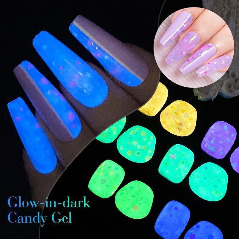 MEET ACROSS 7ml Glow-in-dark Candy Gel Nail Polish Soak Off Luminous Neon UV Led Gel Varnish DIY Manicure For Nails Design