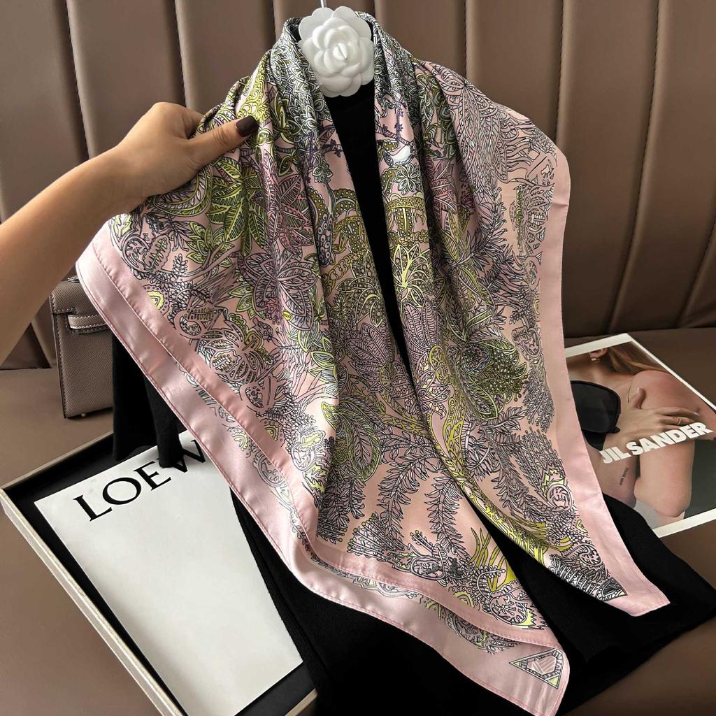 New 91cm large square scarf simulation silk elegant high-end decorative shawl women's silk scarf fashionable versatile professional scarf