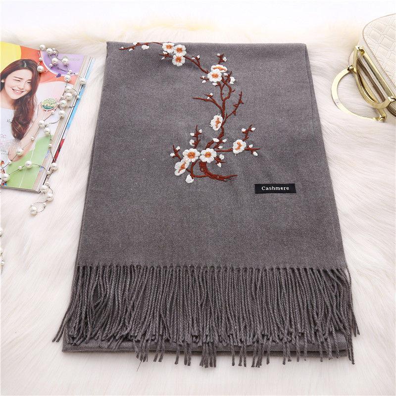 Hand-embroidered Scarf Women Increase All-match Keep Warm Long Shawl Outer Cape Soft Fabric Spring Autumn