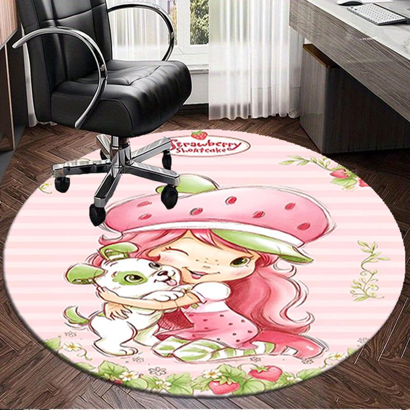 Straw-berry Sweet Moment Round Rug for Livingroom,Bedroom, Palyroom, Chair Rug, Area rug, Circle Carpet, Large Size Fan Christmas gift