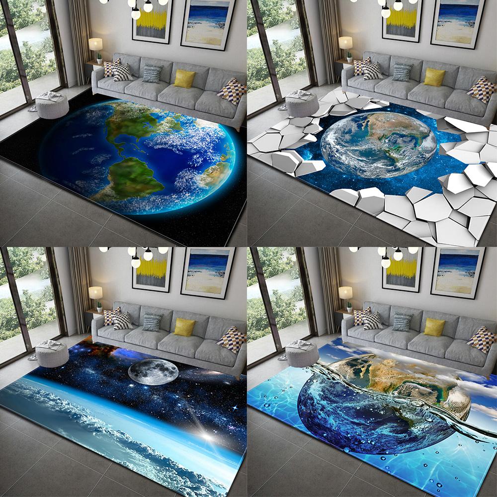 Living Room Non-Slip Rug Home Decor Living Room Earth Large Rug Galaxy Space Cushion Soft Area Rug