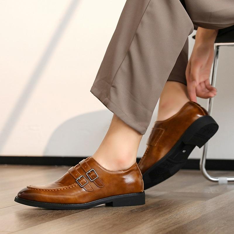 Модные Новые лоферы с ремешком монка Новые Мужские Остроносые Кожаные Туфли с двойной пряжкой на ремне Мужская Дизайнерская Формальная Свадебная Обувь для Выпускного вечера