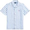 Polo SS25 Мужская рубашка с коротким рукавом в полоску из льна с вышивкой Small Pony MNPOWOV1N820060-400