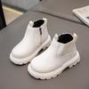 Модные короткие ботинки для мальчиков и девочек, нескользящие ботинки в британском стиле, детские ботинки с боковой молнией, кожаные ботинки с противоскользящим покрытием
