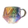 Rainbow D20 Dice Mug with Handle Colorful Polyhedral Glass Coffee Cup for Gamers Unique Gift for Tabletop RPG Fantasy Enthusiasts