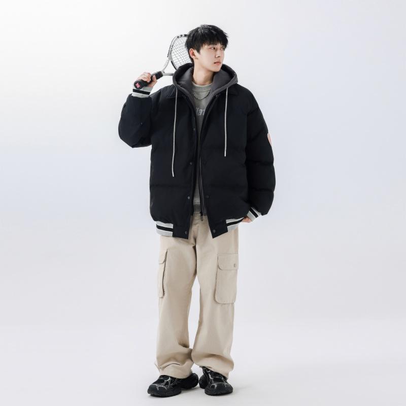 Простая и модная новая зимняя куртка с капюшоном, утепленная мужская куртка средней длины