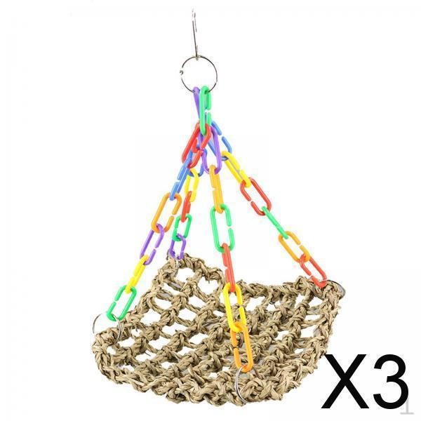 3x Попугай Жердочка Подвесная Игрушка Ручной Работы Лазающий Гамак для Неразлучника Птицы Зяблики