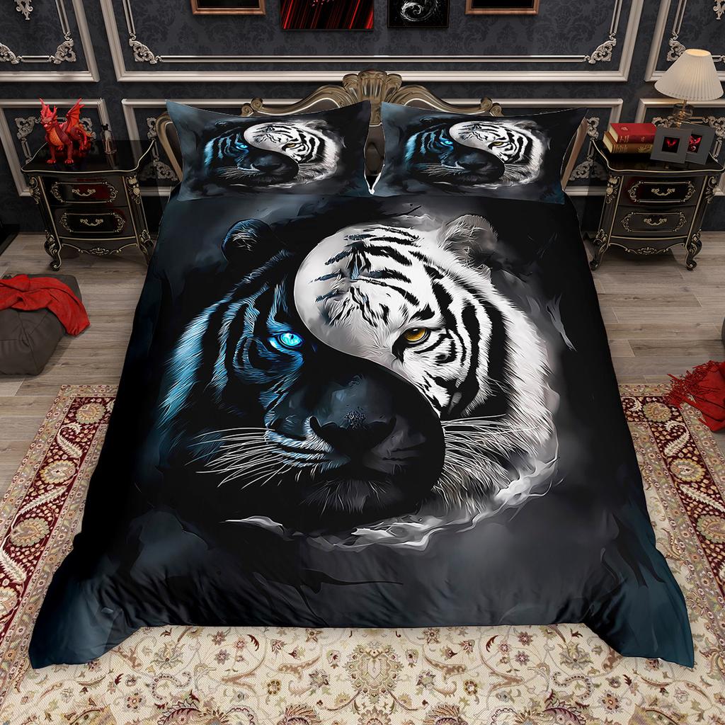 Комплект пододеяльников с дикими животными Homewish 2 шт./3 шт., Постельное белье с дикими животными джунглей, Комплект пододеяльников со львом, леопардом, тигром, волком