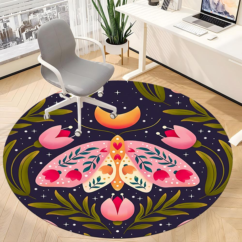 1pc Mothing Flowers Office Round Area Rug,  Mat Suitable For Office, Under Office Chairs Bedroom Living Room Home Decor, Room Deco