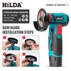 HILDA 12V Miniature Rechargeable Mini Angle Grinder with Battery Cutting Blade Polishing Grinder for Cutting Diamond Cordless