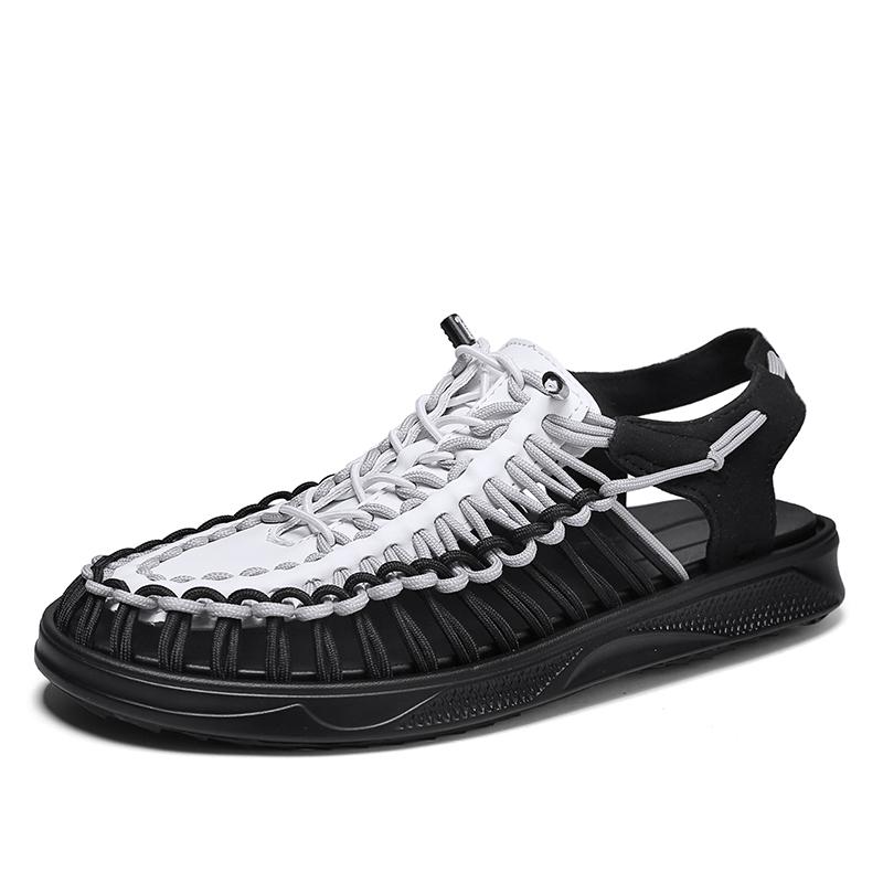 Summer Men Sandals Weaving Design Outdoor Beach Sandals Breathable Casual Flat Soft Sole Footwear