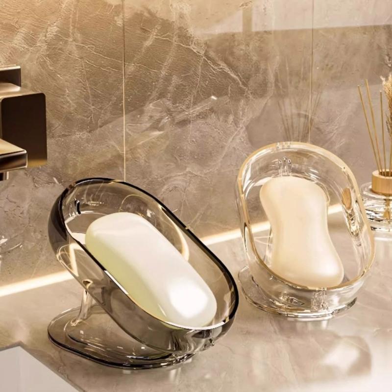 Auto Draining Soap Tray For Shower And Utility Room Quick Drying Feature PET Soap Storage Box Bathroom Oganizers