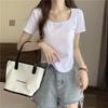 Summer Round-Edge Slimming Short-Sleeve Women's T-Shirt - New Korean Style