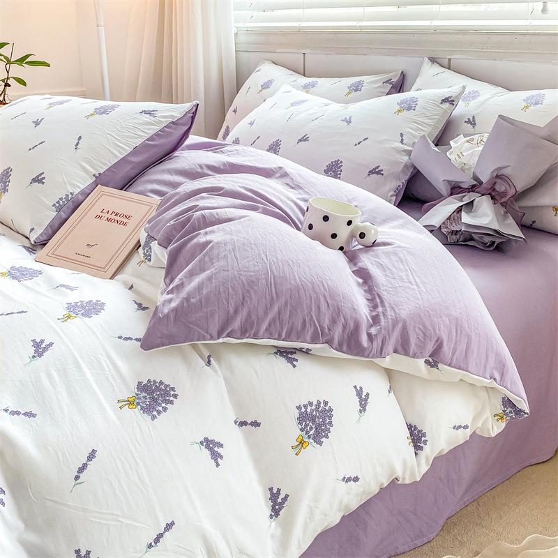 Комплект из 4 предметов класса А из 100% стираного хлопка, пододеяльник из полированного хлопка, шапка на односпальную кровать, студенческое общежитие, набор из трех 4 предметов