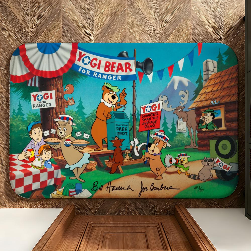 Мультяшный коврик для пола Y-Yogi B-Bear, мягкий фланелевый коврик для пола, подходит для прихожих, гостиных, спален и ванных комнат