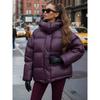 Womens Casual Hooded Puffer Coat Winter Fashion Loose Fit Cotton Jacket Deep Purple S M L
