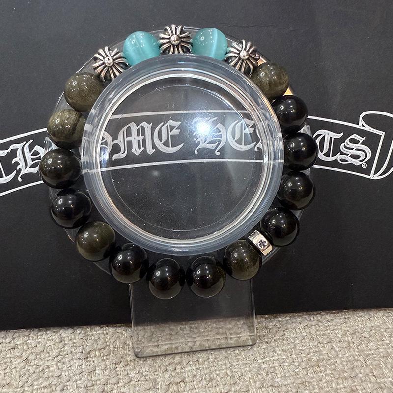 Chrome Hearts Angel Eye Gold & Obsidian Cross Bracelet for Men & Women - Valentine's Day & Christmas Gift