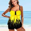Женские купальники танкини, купальник из 2 предметов, желтый маленький квадратный купальный костюм для отпуска