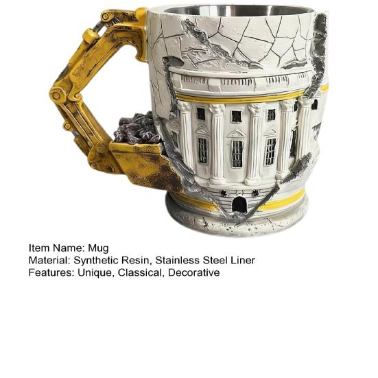 Кружка для сноса 3D Экскаватор Кофейная чашка с ручкой-манипулятором Искусство с текстурой сломанной поверхности Уникальный подарок для инженеров Строителей Крутой Декор для стола
