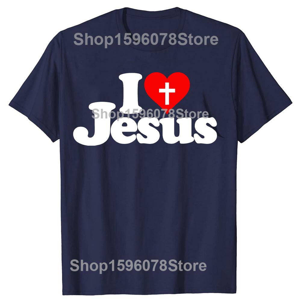 I Love Jesus T Shirt for Men Short Sleeved God Religion T-shirt Church Christian Tshirt Fashion Street Tee Top Gift