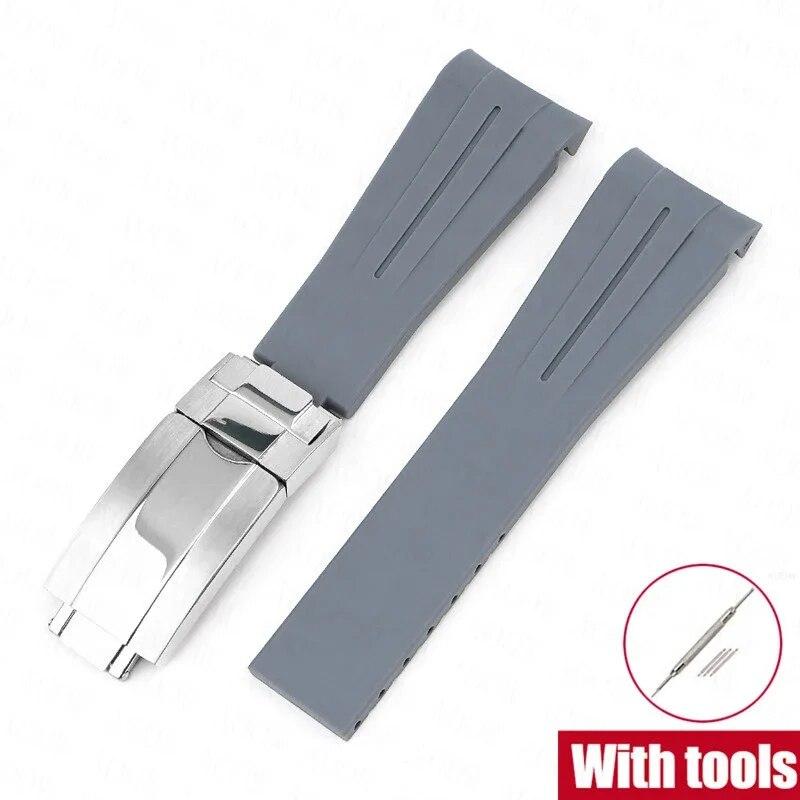 Резиновый ремешок для часов, подходит для Omega x Swatch Moonswatch, 20 мм, складная пряжка из нержавеющей стали для мужчин и женщин, изогнутый сменный ремешок для Rolex