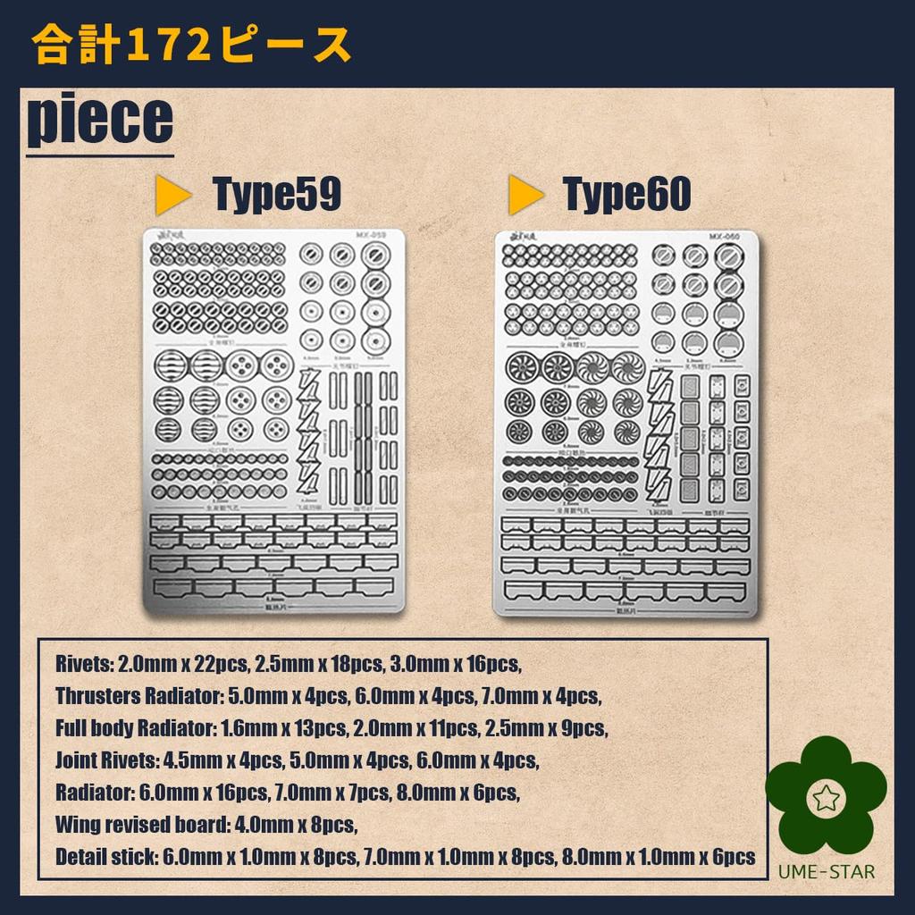 Gunpla Modification Parts Metal Parts Etching Parts Set 59 Type UME-STAR Detail-Up (Type & 60)