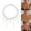 Romantic Heart and Tassel Design Layered Necklace Comfortable Wear Pendant Neckchain Neckline Jewelry for Ladies