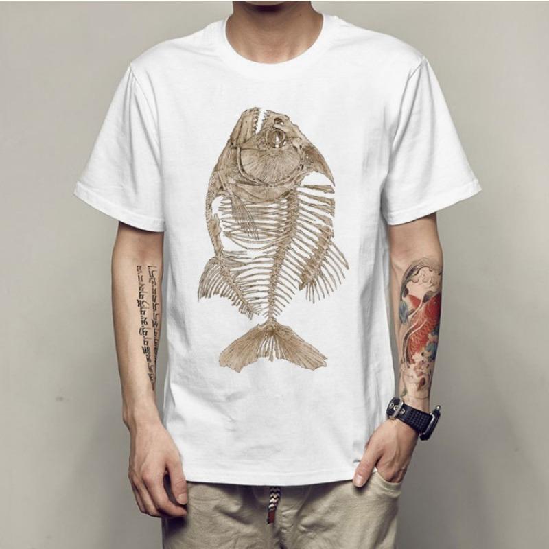 Summer Round Neck 3D Goldfish And Shark Print Top Fashionable Casual Short Sleeved Men's T-shirts