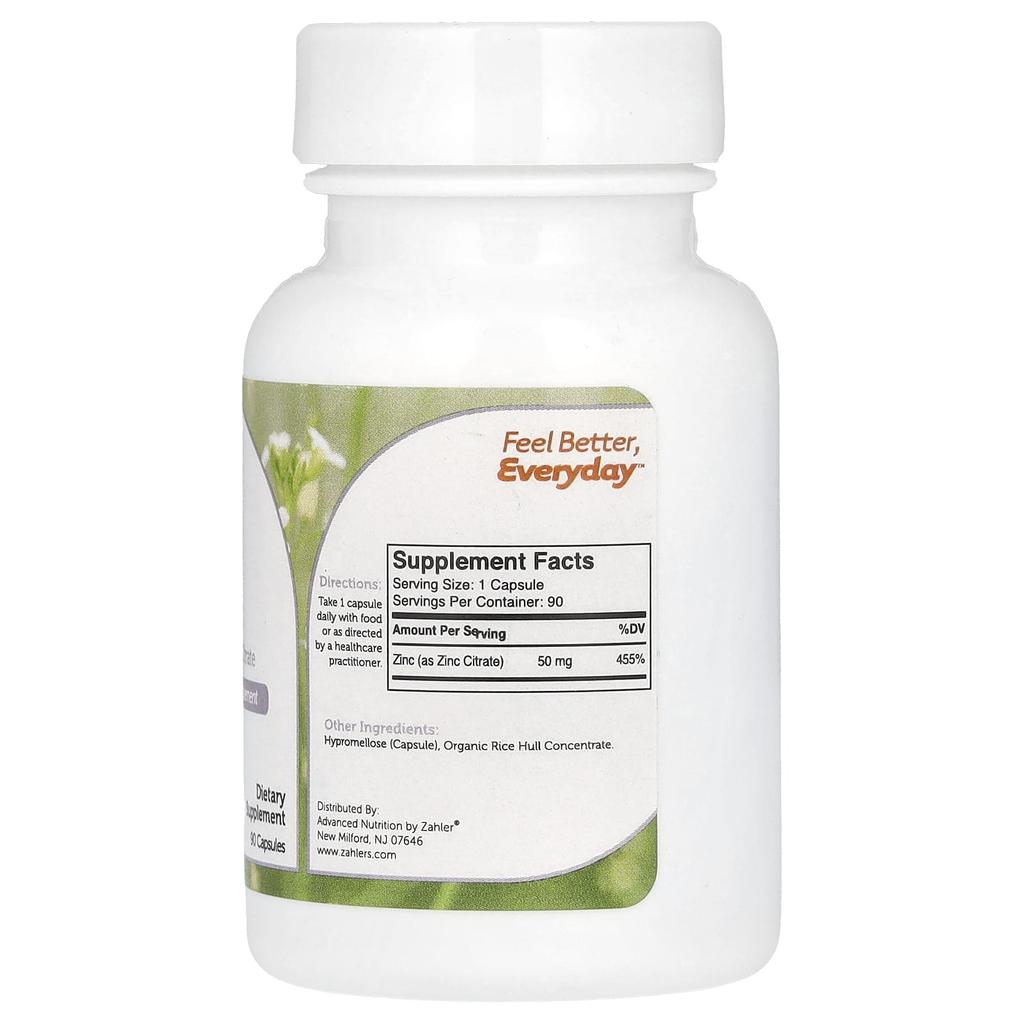 Zinc, Bioactive Zinc Citrate, 90 Capsules (50Mg Per Capsule)