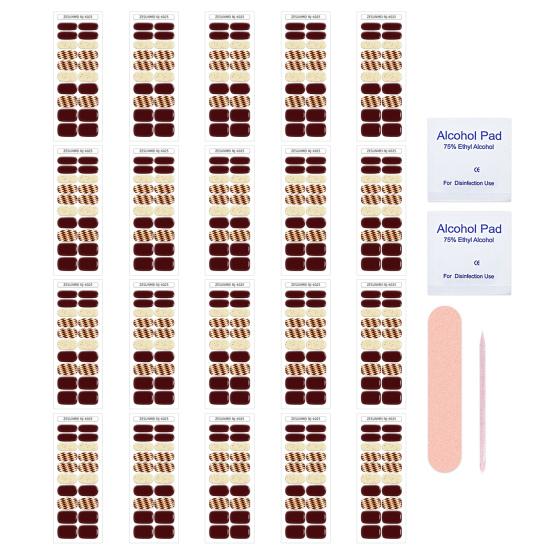 20Pcs Semi Cured Gel Nail Strips Long Lasting Easy Apply Remove UV Light Required Self-adhesive Nail Sticker Waterproof Decorative Nail Wrap