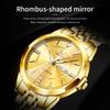 OLEVS Модные классические кварцевые часы с двойным календарем для мужчин, роскошные наручные часы с ромбовидным зеркалом, водонепроницаемые оригинальные мужские часы